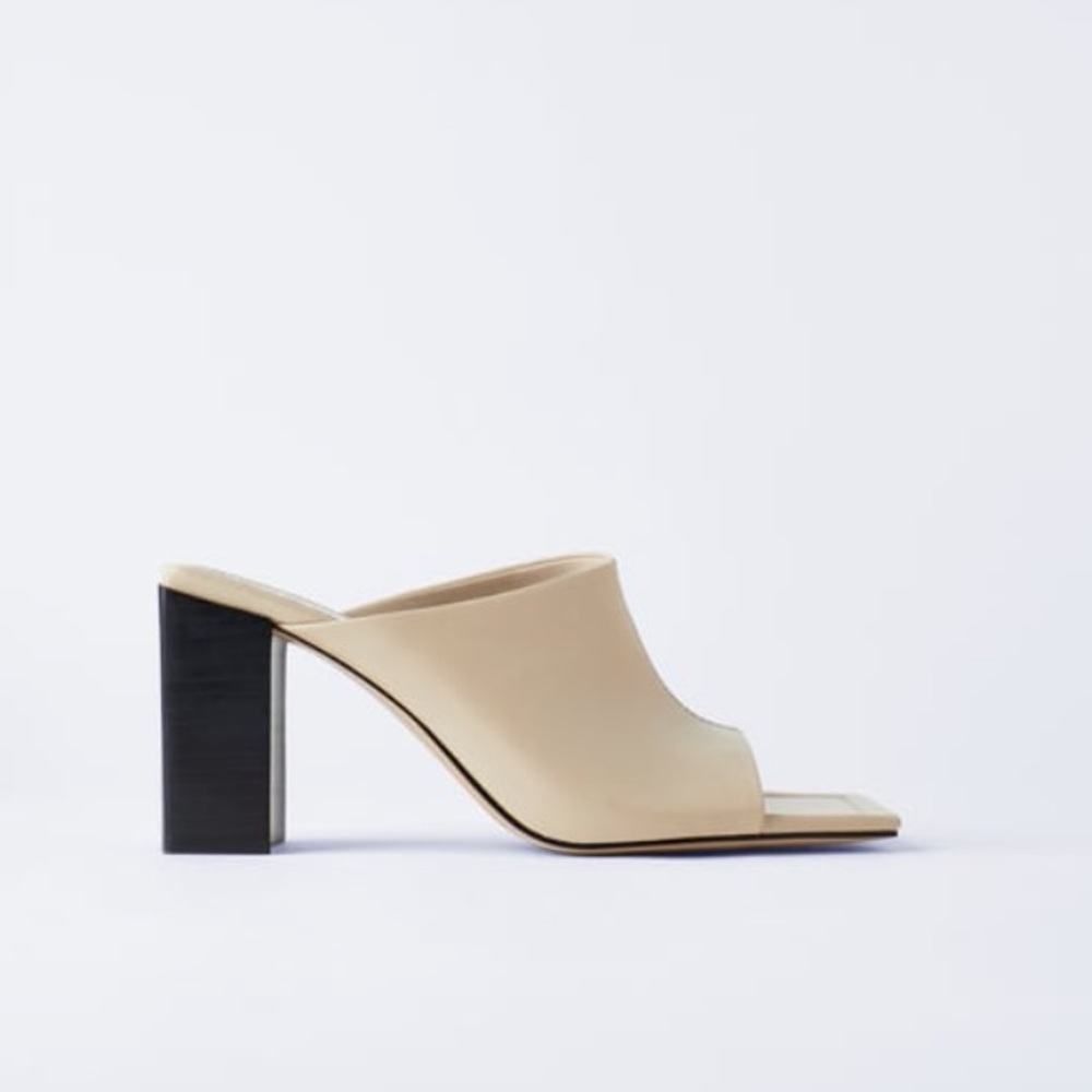 Zara soft leather heeled slides